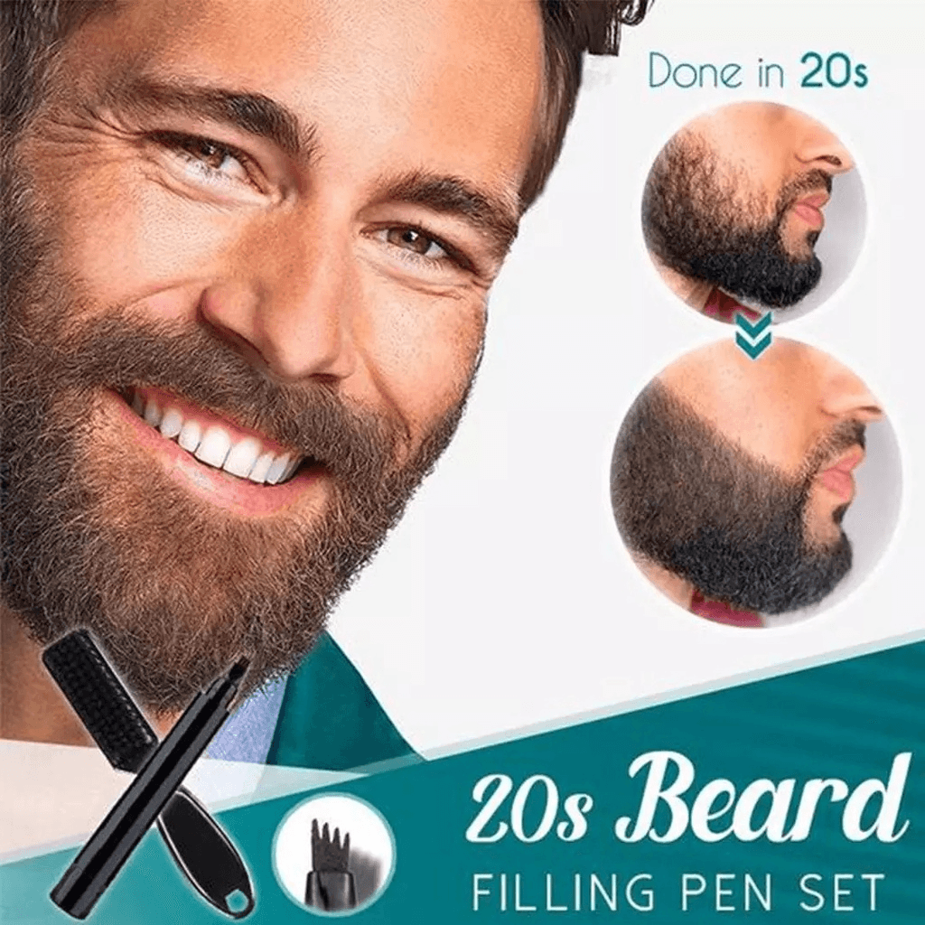 Men’s New Beard Filler Pen & Brush Kit - Dark Brown