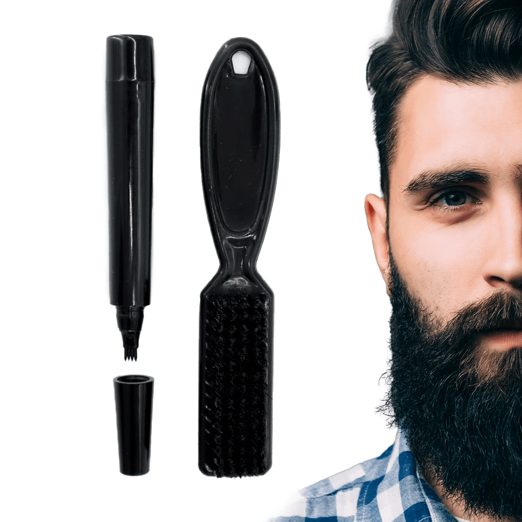 Men’s New Beard Filler Pen & Brush Kit - Dark Brown