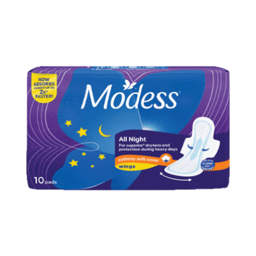 Modess Cottony Soft All Night Extra Long With Wings 10 Pads – Moon Kuwait