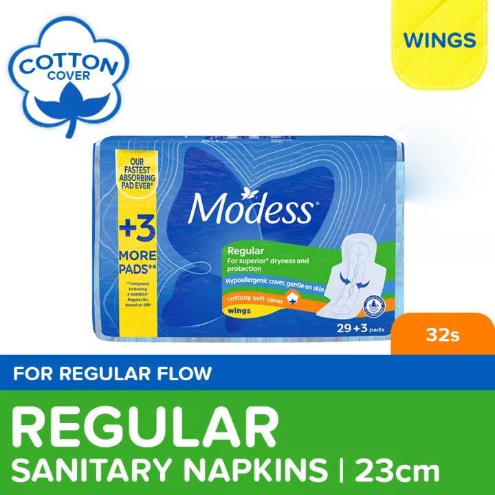 Modess Regular Cottony Soft With Wings - 32 Pads - Pinoyhyper