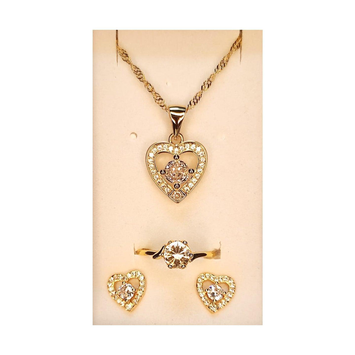 Necklace Earring & Ring Gift Set Jewelry Gold Plated - B202-44 - Pinoyhyper