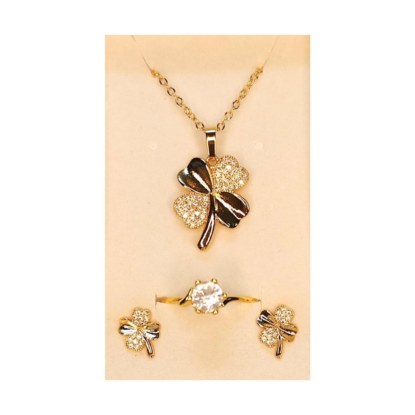 Necklace Earring & Ring Gift Set Jewelry Gold Plated - B202-55 - Pinoyhyper