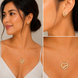Crystal Sparkling Heart  Necklace & Earring Jewelry Set - FJ65