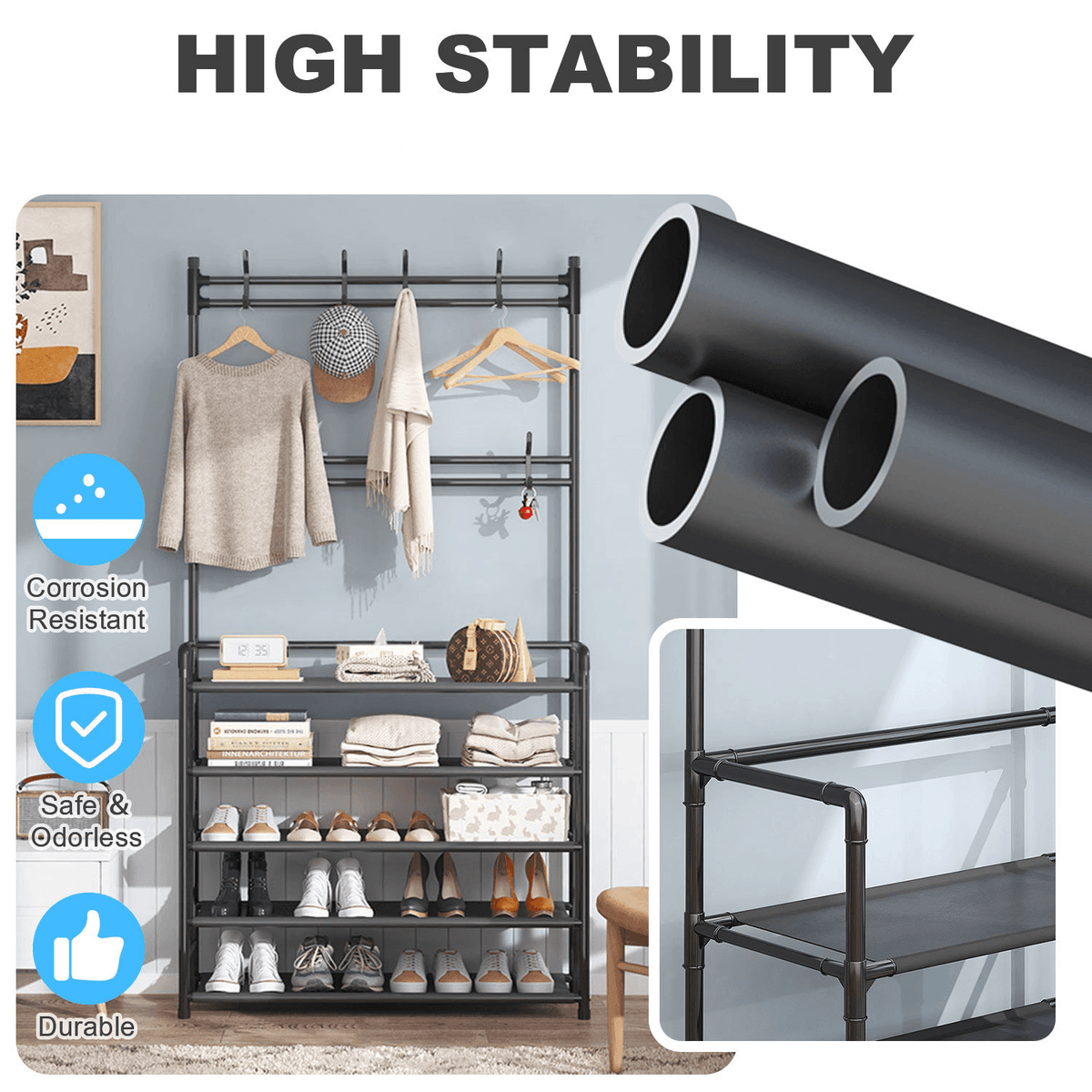 New Simple Floor Clothes Rack - 5 Layer 80 Wide Shoe Rack - Pinoyhyper