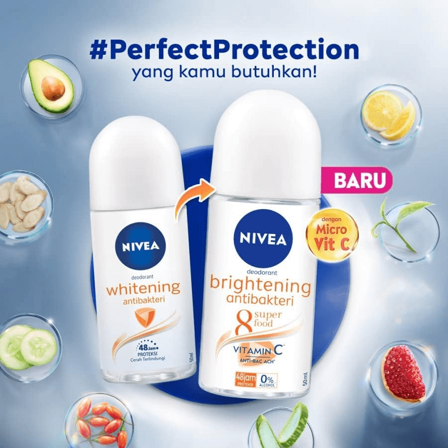 NIVEA Antiperspirant Brightening Antibakteri 48H Deo - 50ml - Pinoyhyper