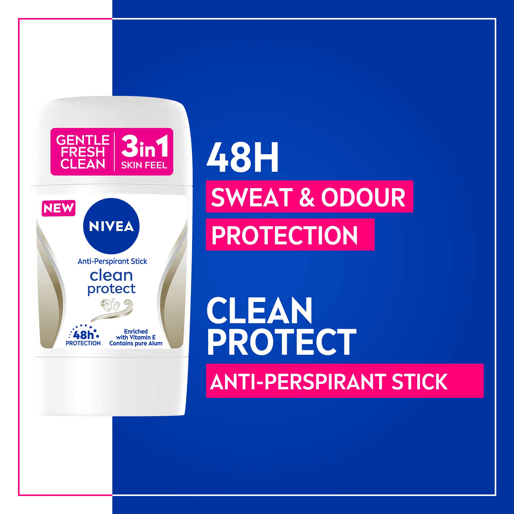 Nivea Clean Protect 3 In 1 Antiperspirant Stick – 50ml - Pinoyhyper