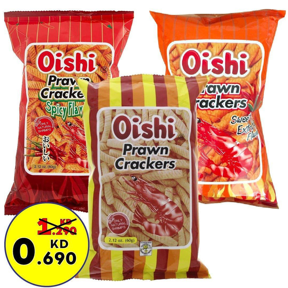 Oishi Prawn Crackers Combo 1. Original 2. Spicy 3. Sweet Extra - Pinoyhyper