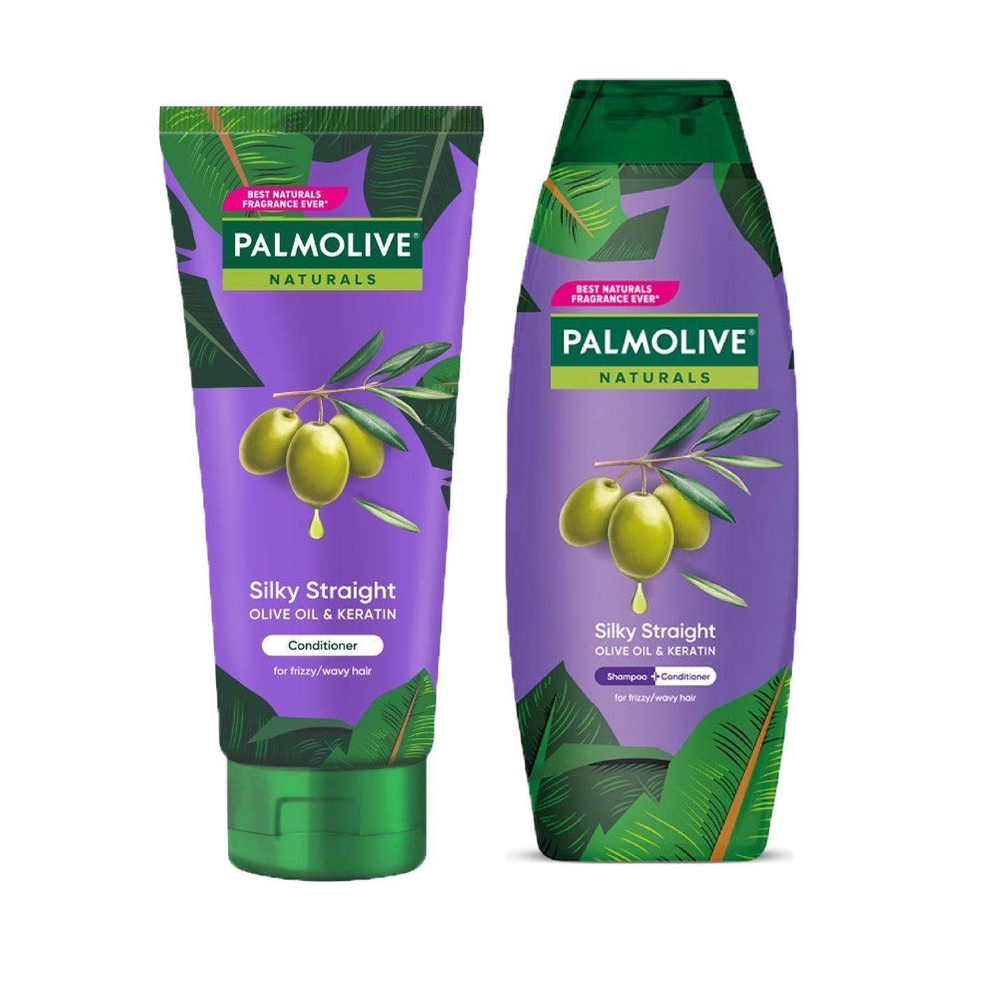 Palmolive Naturals Silky Straight Shampoo + Conditioner - 180ml x 2Pcs (Offer) - Pinoyhyper