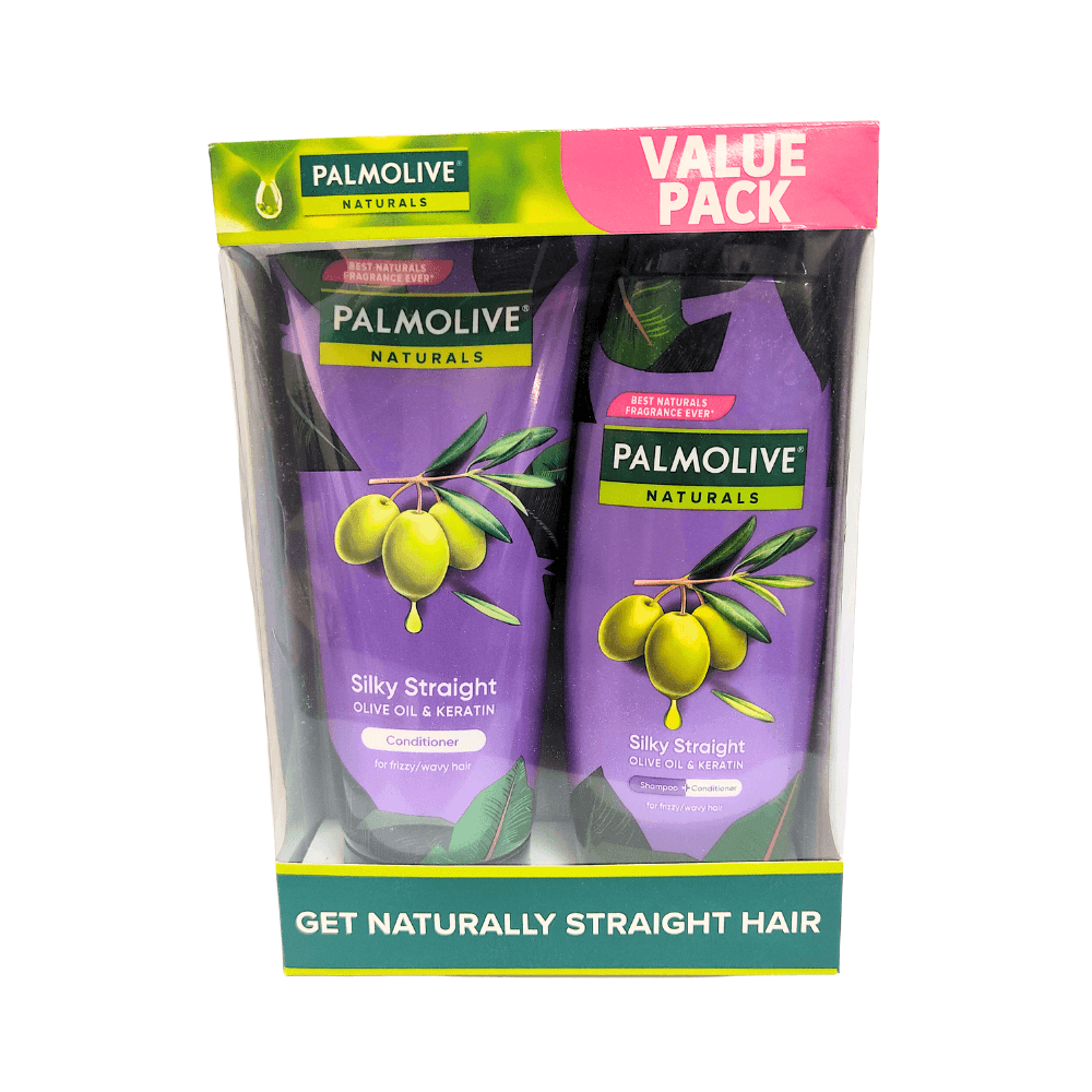 Palmolive Naturals Silky Straight Shampoo + Conditioner - 180ml x 2Pcs (Offer) - Pinoyhyper