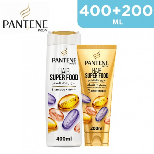 Pantene Pro-V Hair Superfood Shampoo + Conditioner - 400ml + 200ml - Pinoyhyper