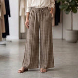 Check Drawstring Plaid Palazzo Pants - LDES-002-1#