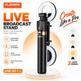 Plokama  Broadcast Stand with Ring Light & Phone Holder - Live-K9Pro