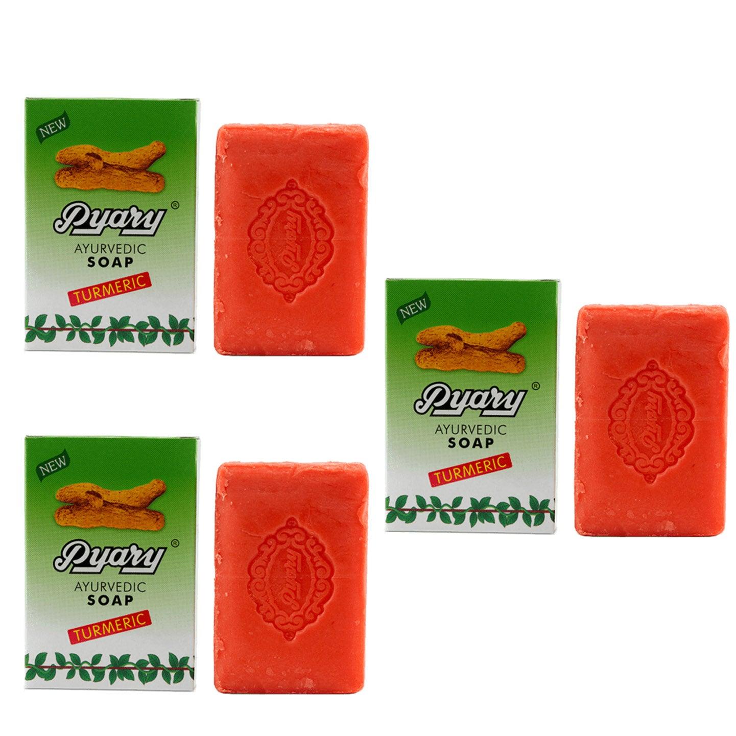 Pyary Ayurveda Soap Turmeric - 3Pcs × 75g (2+1) Offer - Pinoyhyper