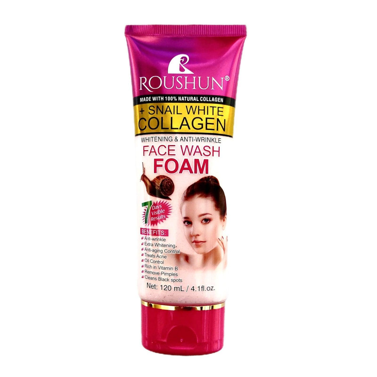 Roushun Snail White Collagen Foam Face Wash - 120ml - Pinoyhyper