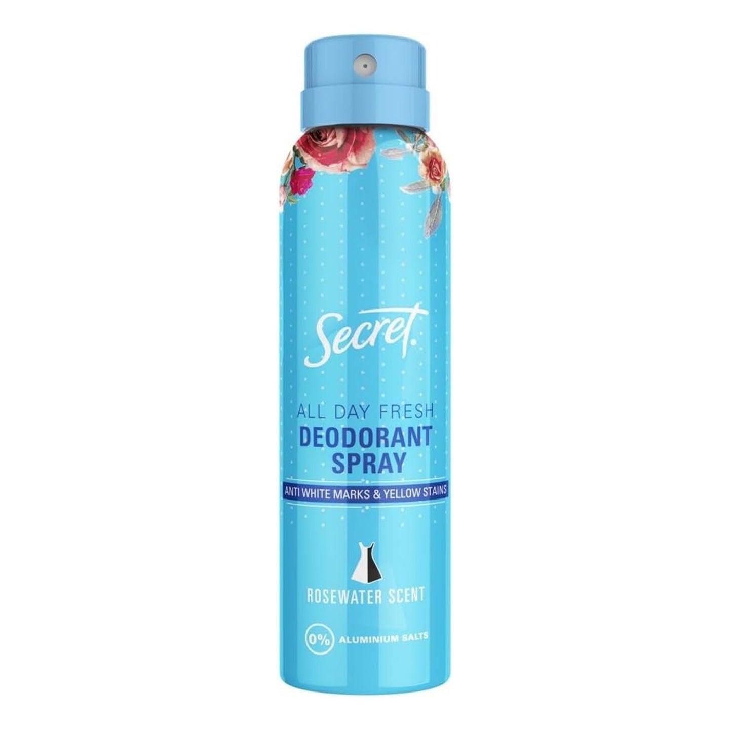 Secret All Day Fresh Rose Water Deodorant Spray - 150ml - Pinoyhyper