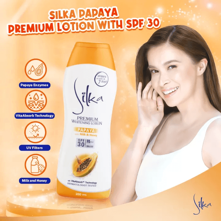 Silka Whitening Lotion Papaya With Milk & honey SPF30 - 200ml - Pinoyhyper