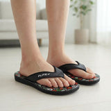Flite Floral Printed Black Flip-Flops - PU8004