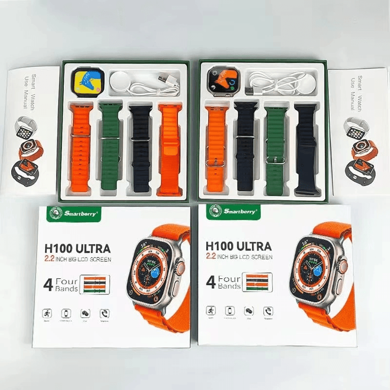 Smartberry H100 Ultra Big Screen Smart Watch With 4 Bands - Pinoyhyper