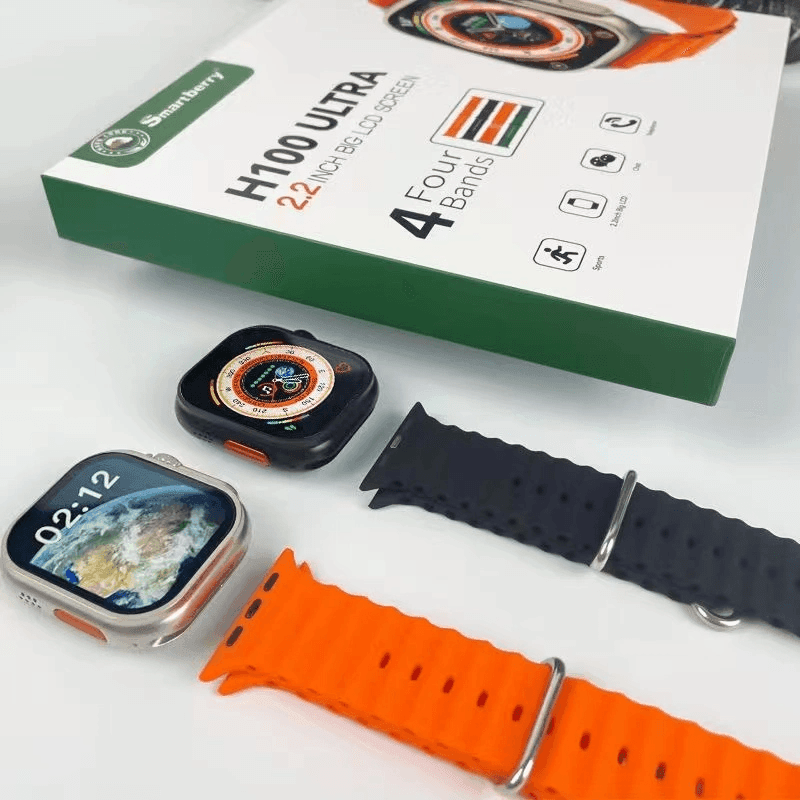 Smartberry H100 Ultra Big Screen Smart Watch With 4 Bands - Pinoyhyper