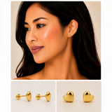 Golden Stainless Steel Heart Stud Earring - 131