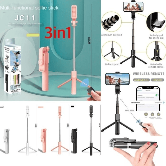 Tripod & Mini Live BroadCast Wireless Selfie Stick JC-11 - Pinoyhyper