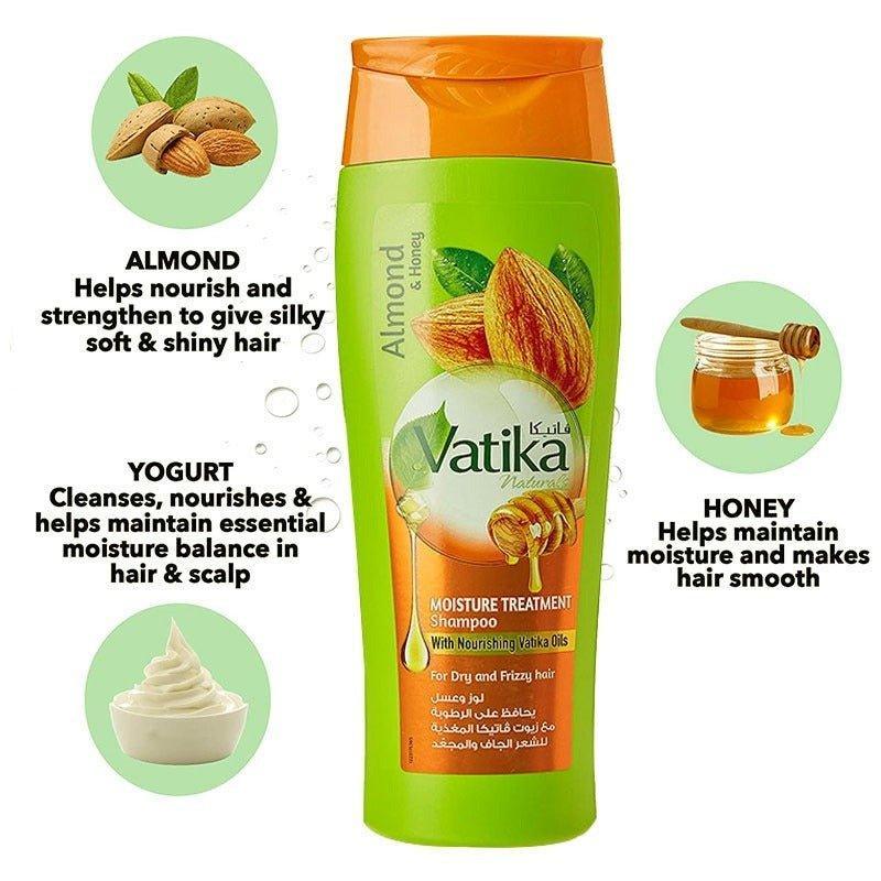 Vatika Almond & Honey Moisture Treatment Shampoo With Nourishing Vatika Oils For Dry and Frizzy hair 2 x 400ml - Pinoyhyper