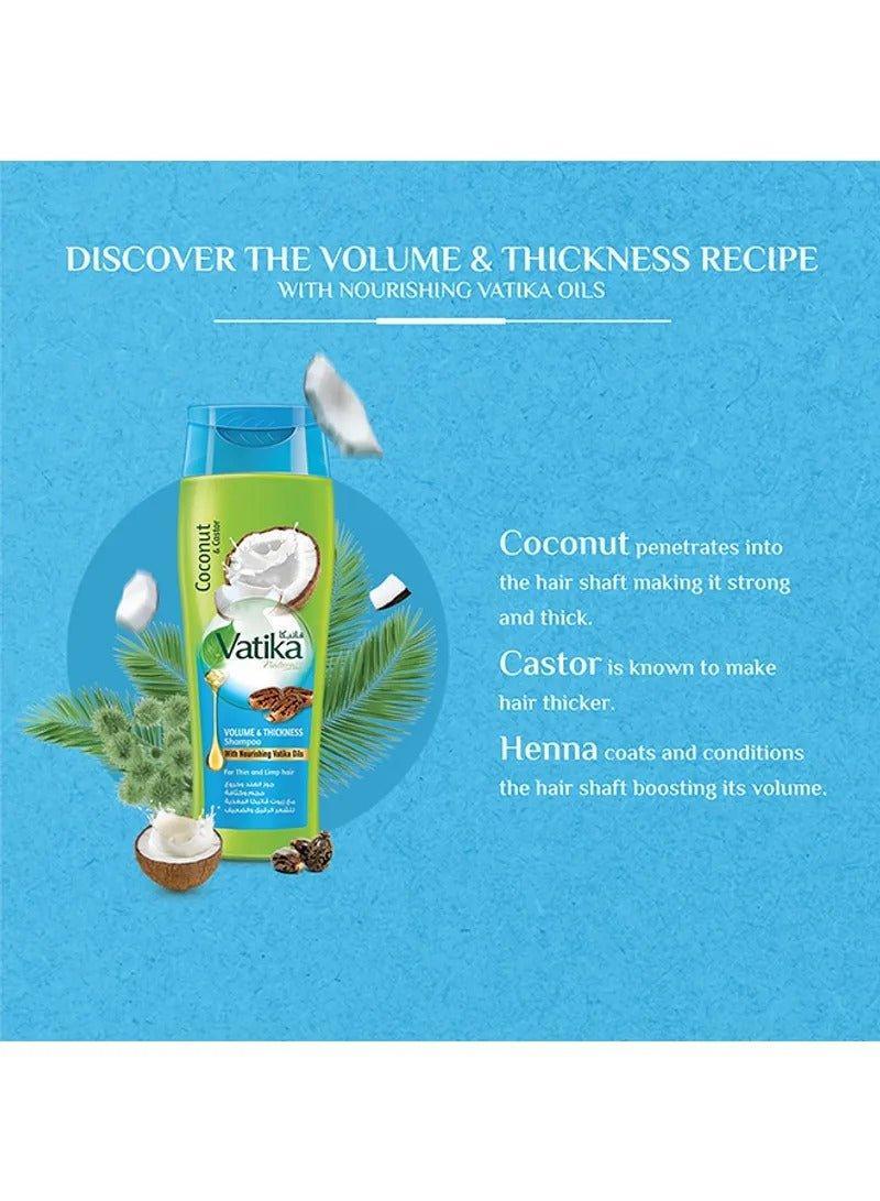 Vatika Naturals Coconut And Castor Volume & Thickness Shampoo 2 x 400ml - Pinoyhyper