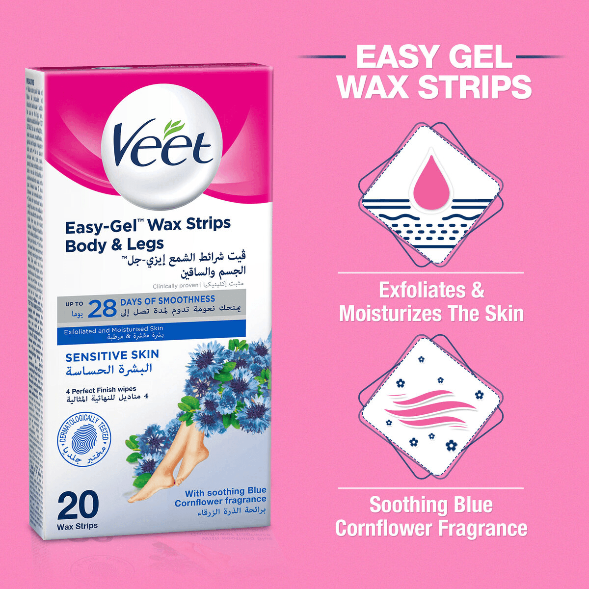 Veet Hair Removal Cold Wax Strips Sensitive Skin - 20 Strips - Pinoyhyper