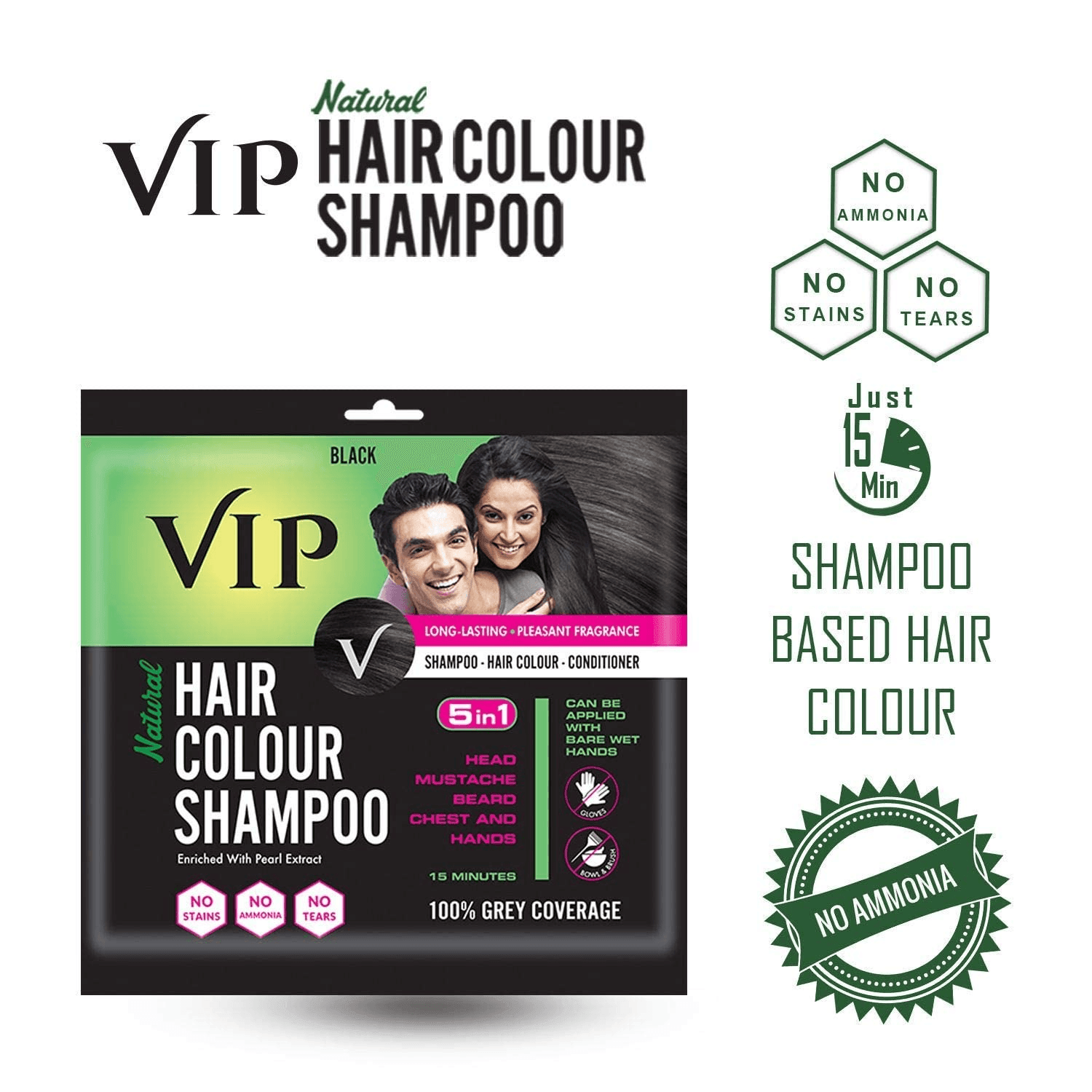 VIP Hair Colour Shampoo Black - 20ml - Pinoyhyper