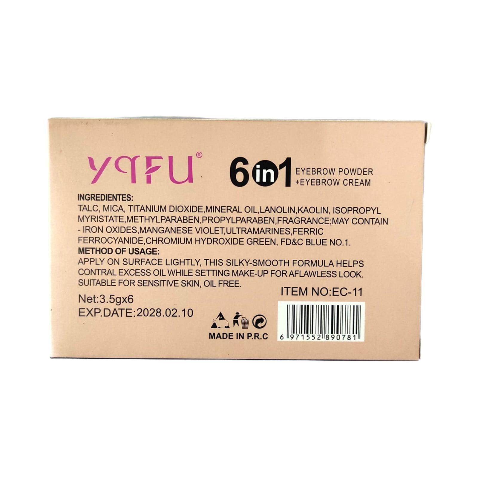 YQFU 6 In 1 Eyebrow Powder + Eyebrow Cream - 3.5g×6 - Pinoyhyper